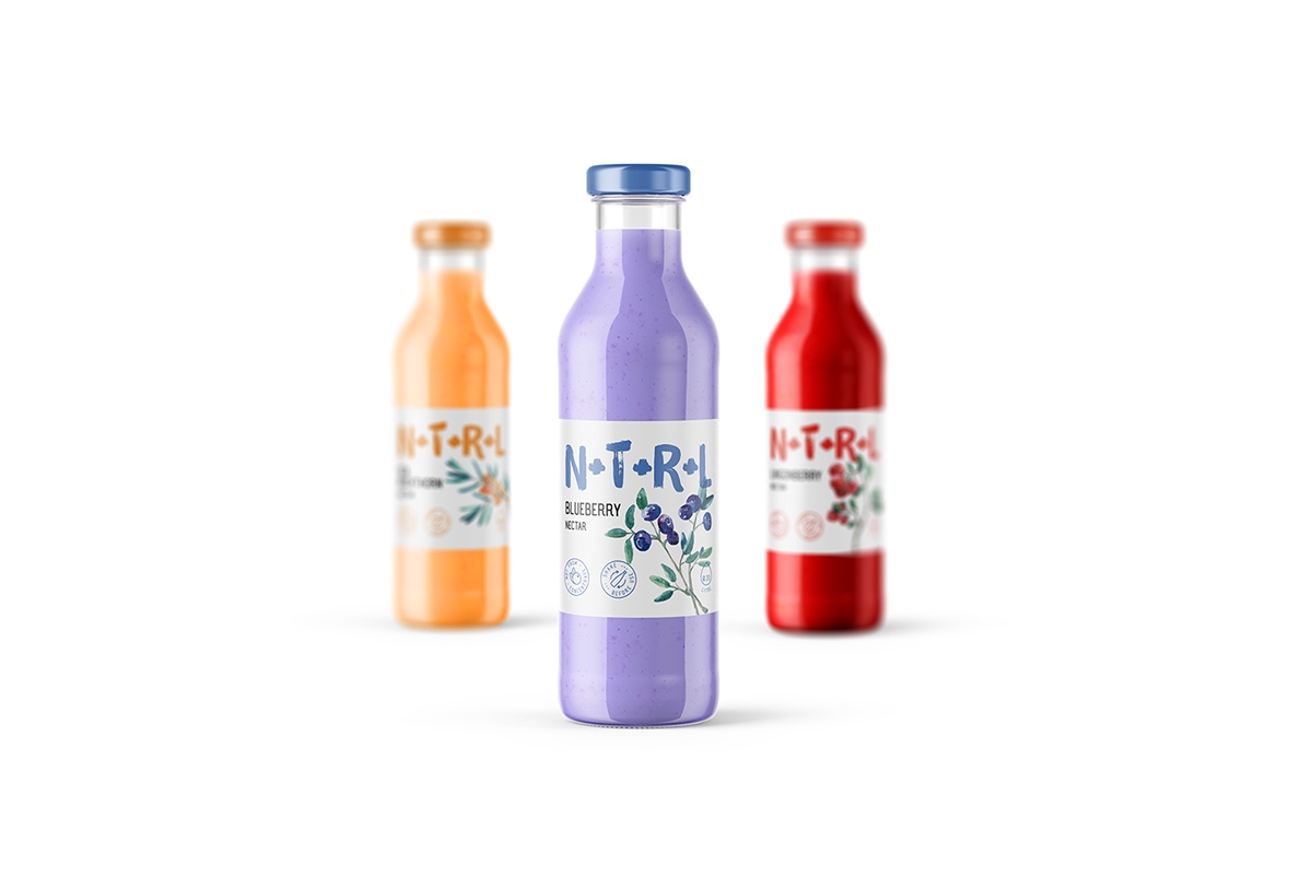 天然飲料，果汁的 品牌的包裝設計