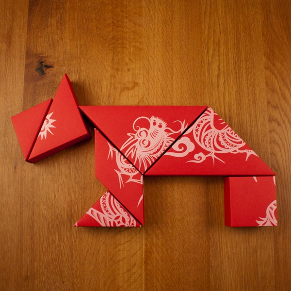 春節禮品盒包裝設計，新年七巧板的妙用