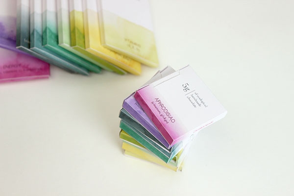 彩色之光， 生態手工巧克力食品包裝設計工程。