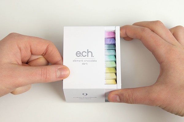 彩色之光， 生態手工巧克力食品包裝設計工程。