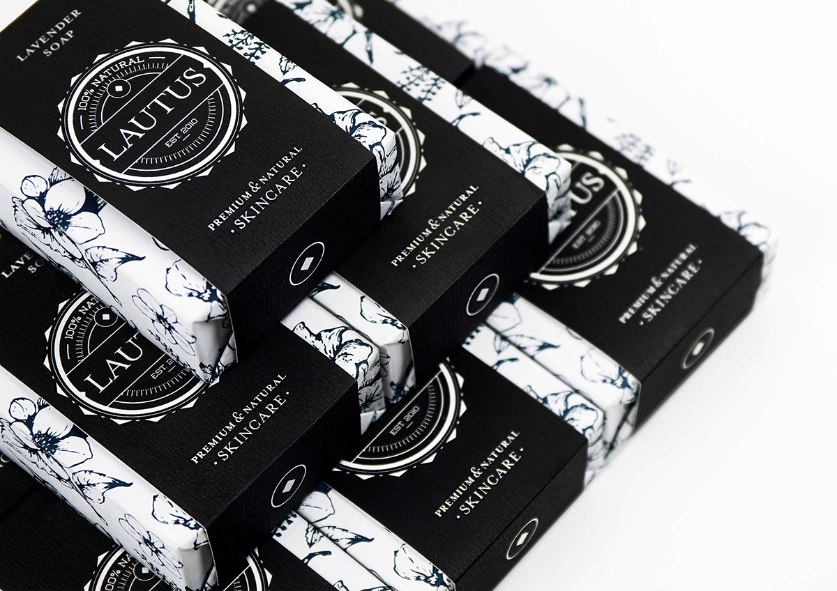化妝品護膚產品包裝設計— 百分之百天然手工皂，沐浴露和洗滌液品牌包裝設計