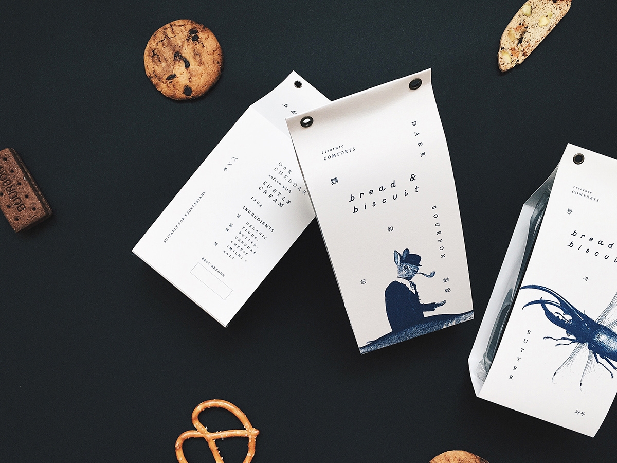 概念化早餐，面包與餅干食品飲料包裝設計