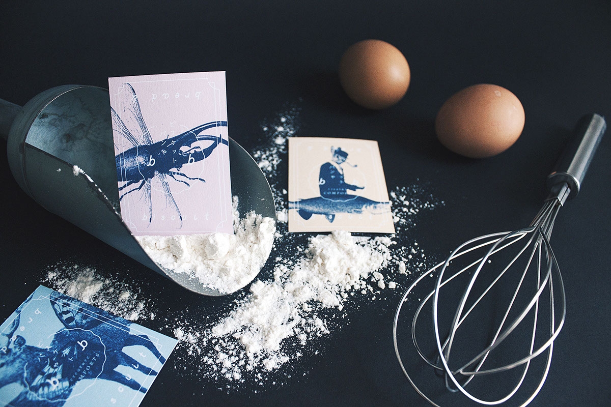 概念化早餐，面包與餅干食品飲料包裝設計