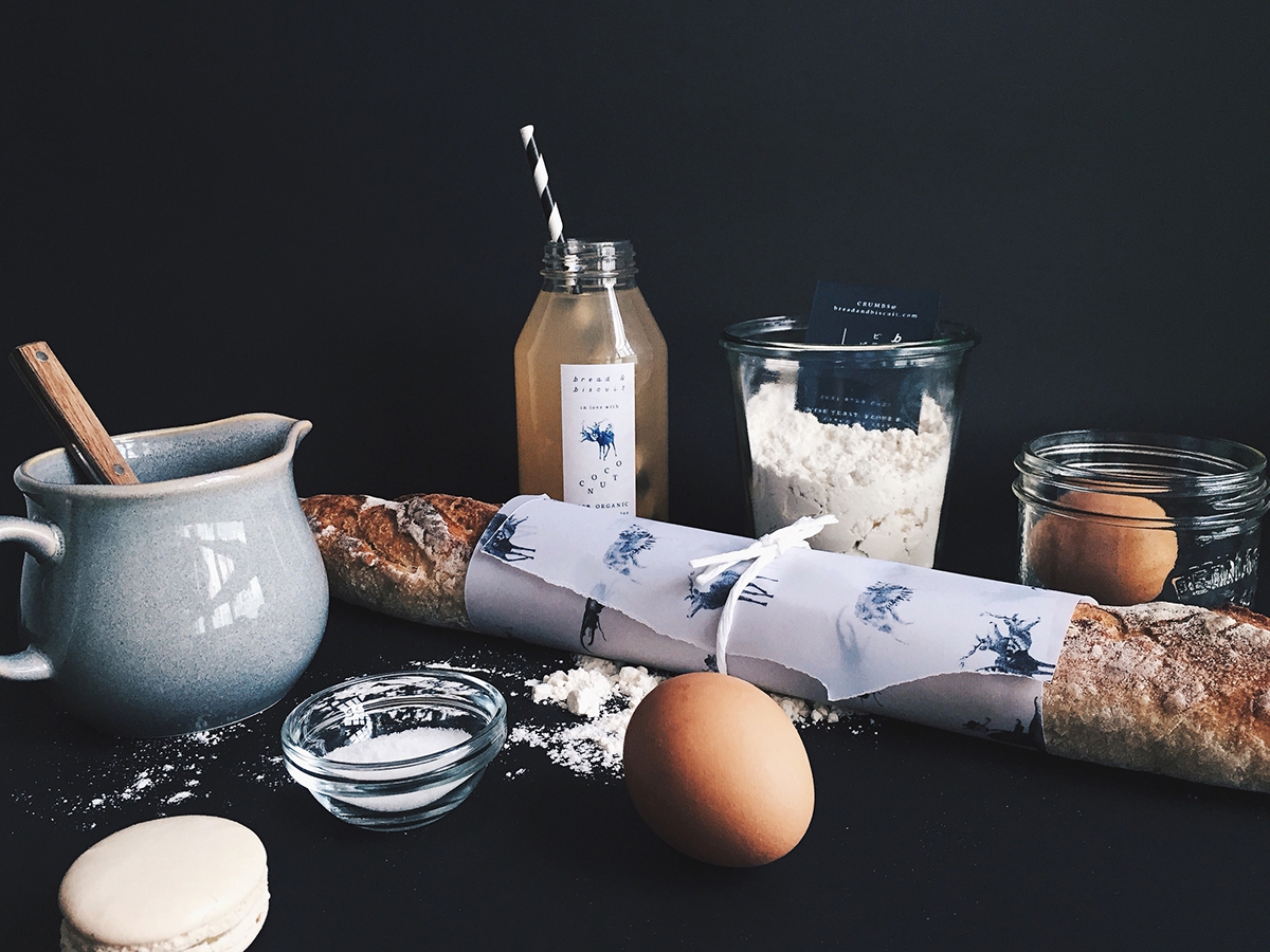 概念化早餐，面包與餅干食品飲料包裝設計