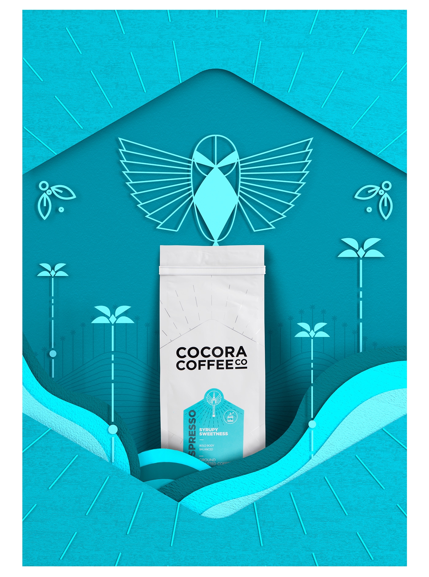 為一個咖啡杯，一個街角咖啡店，做整體的品牌包裝設計