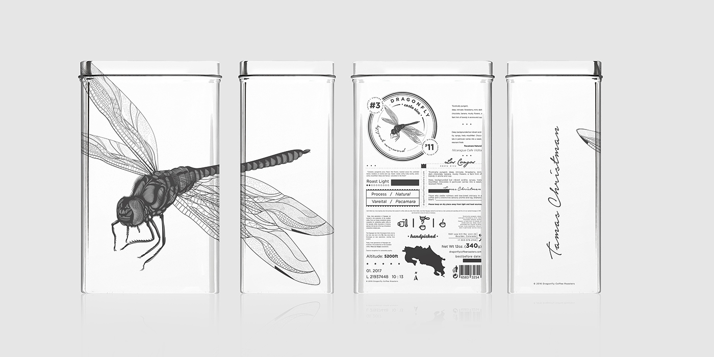 大自然的奇跡，蜻蜓主題的咖啡品牌包裝設計