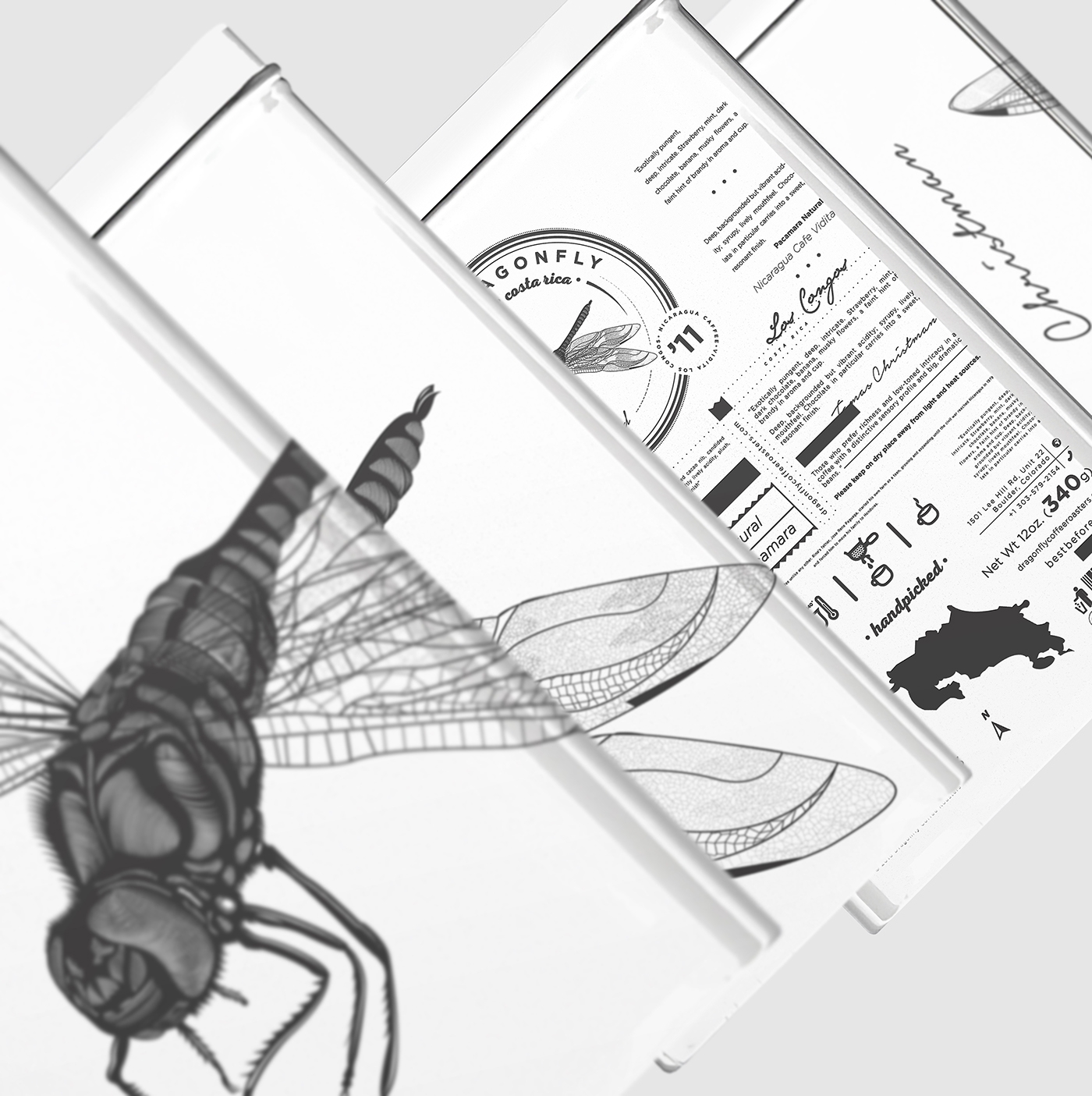 大自然的奇跡，蜻蜓主題的咖啡品牌包裝設計